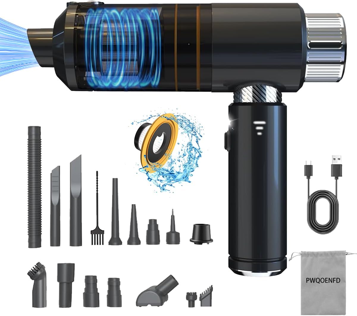 Handheld Car Cleaner with Brushless Motor and 16000PA Suction Power