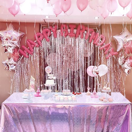LabZhang 2 Pack Iridescent Pink Tablecloths