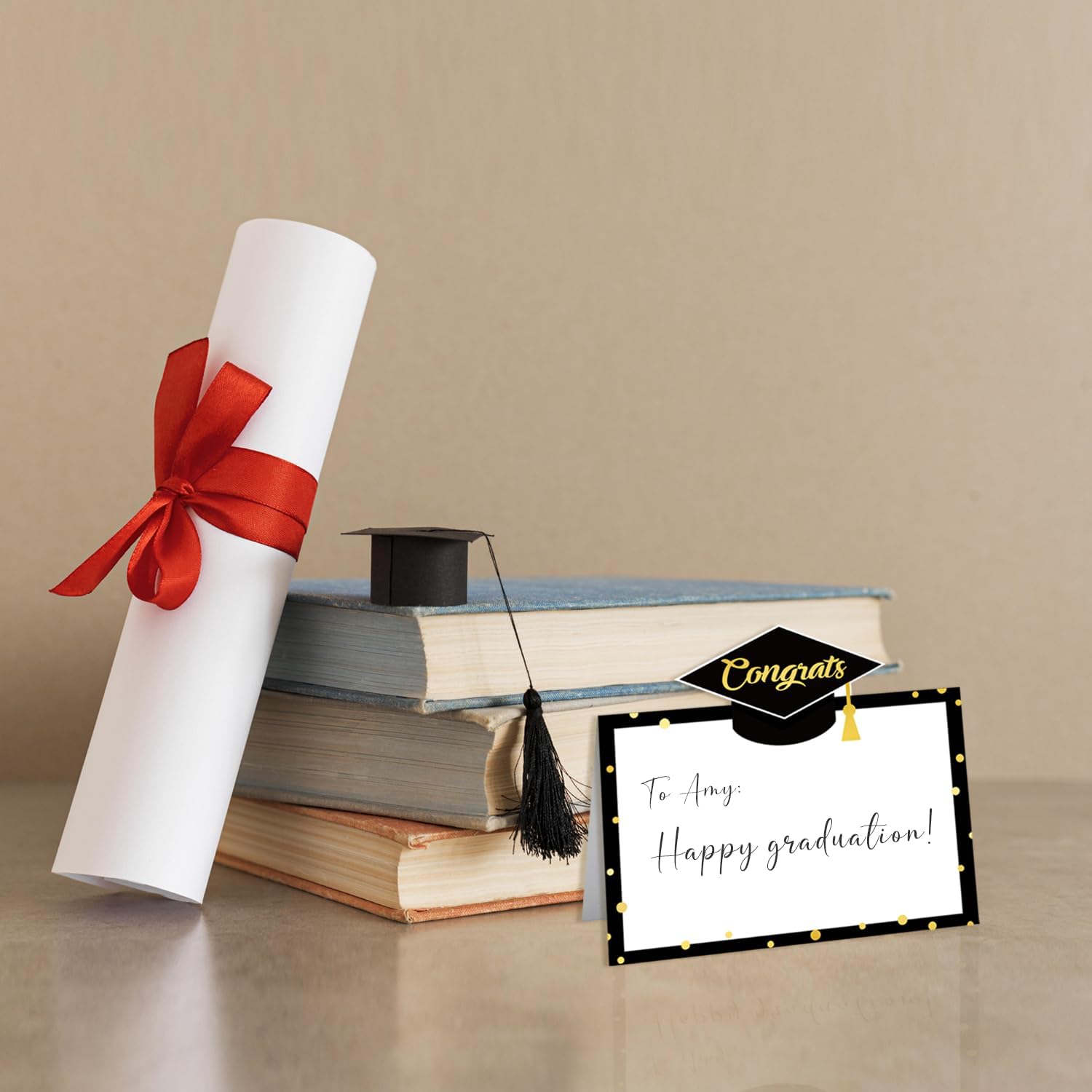 48 Pcs Grad Place Cards with Gold Design