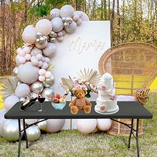 6 Pack Stretch Fabric Table Covers Fits 6 Tables Gray 30 x 72