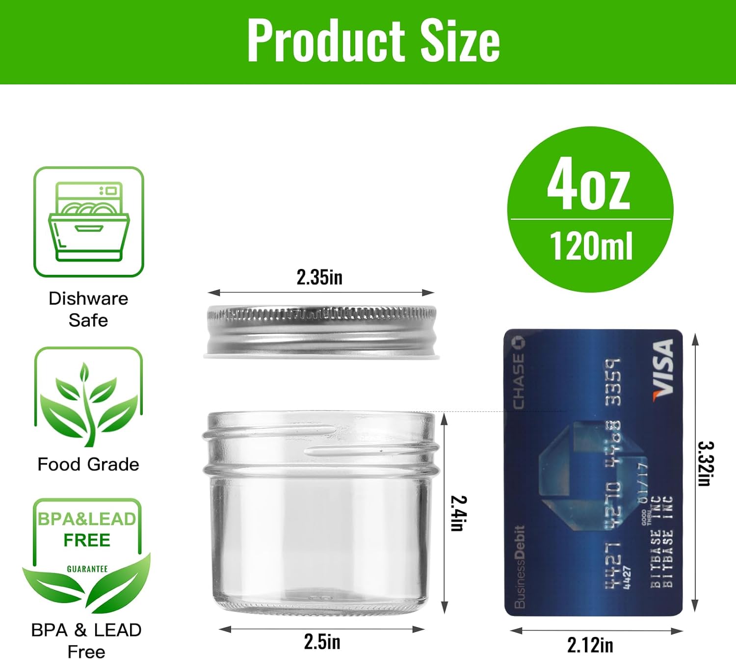 STARSIDE 40 Pack 4 oz Glass Jars With Silver Lids