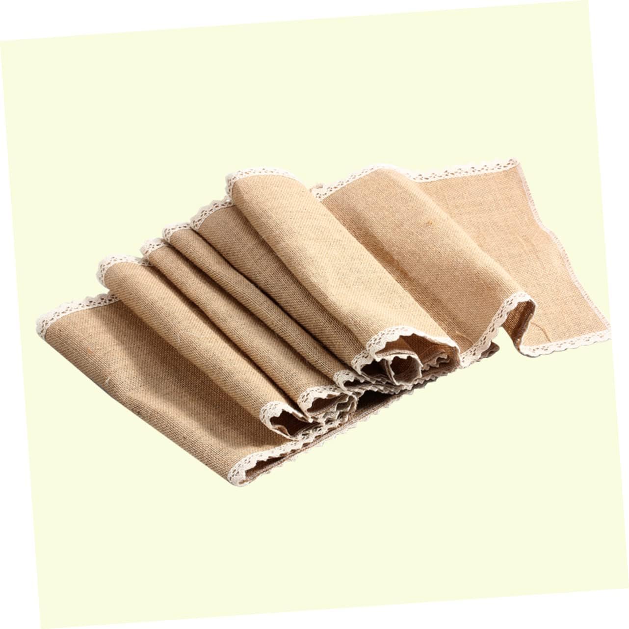 MAGICLULU 30x245cm Burlap Table Runner with Lace Edging