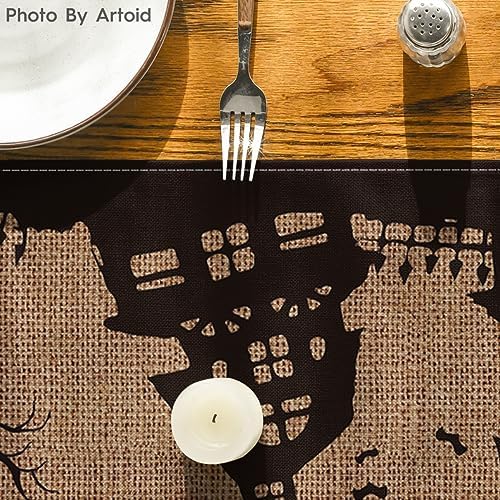 Artoid Mode Black Tan Spooky Haunted House Table Runner 13x72 Inch