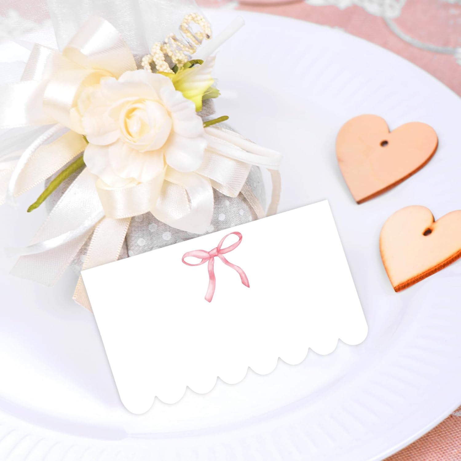 Whaline 80Pcs Pink Bow Place Cards