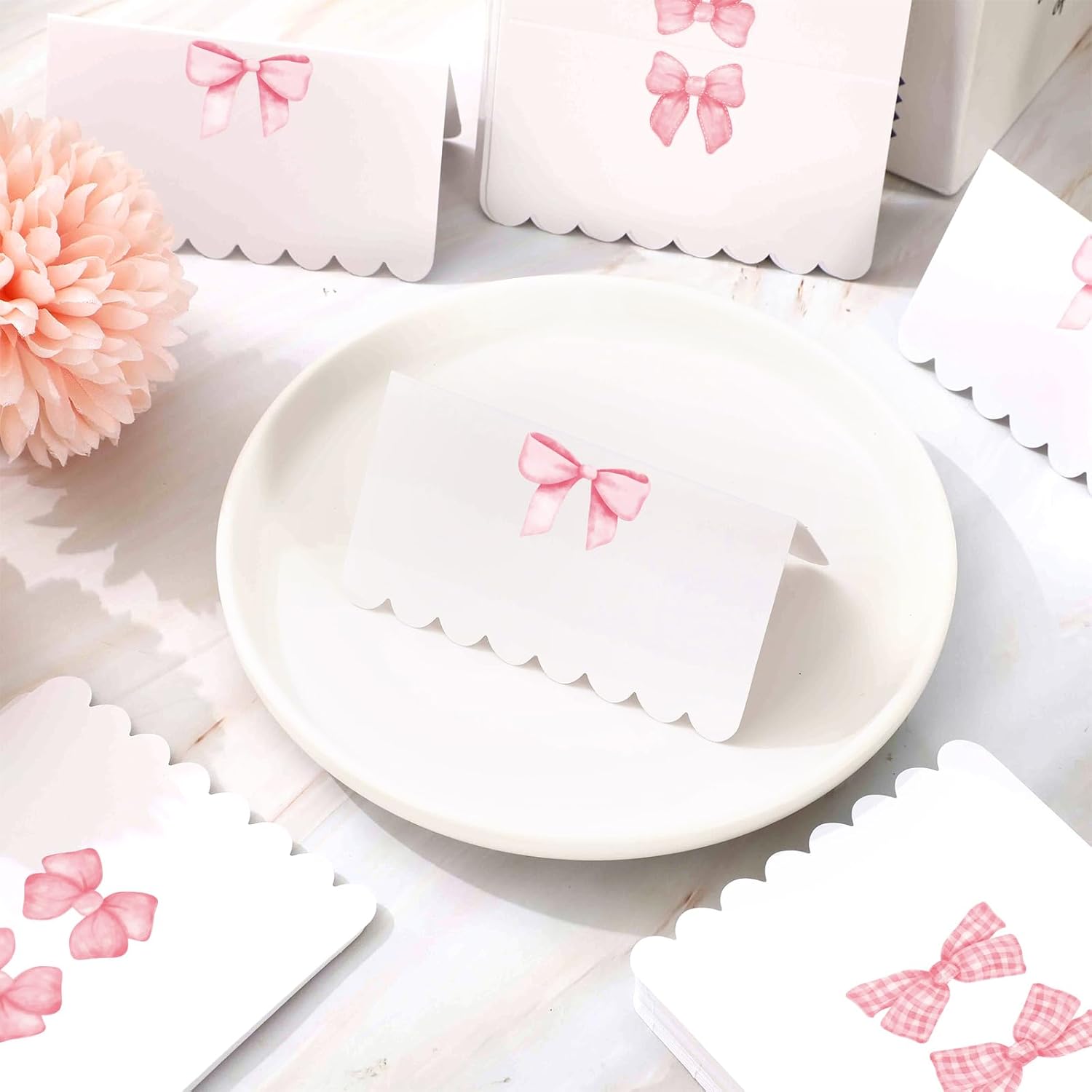 Whaline 80Pcs Pink Bow Place Cards