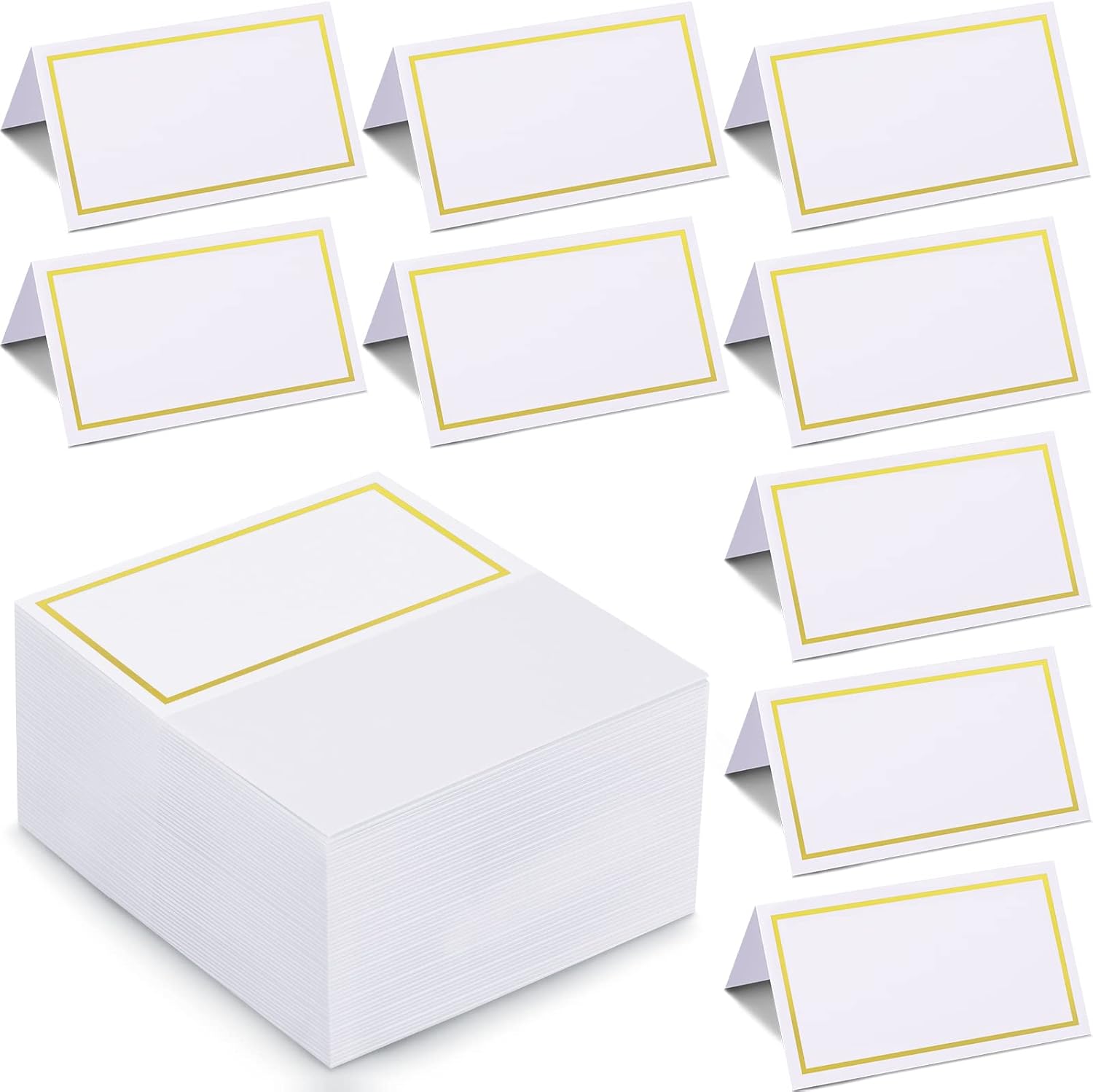 Teling 150 Pcs Gold Foil Place Cards with Border
