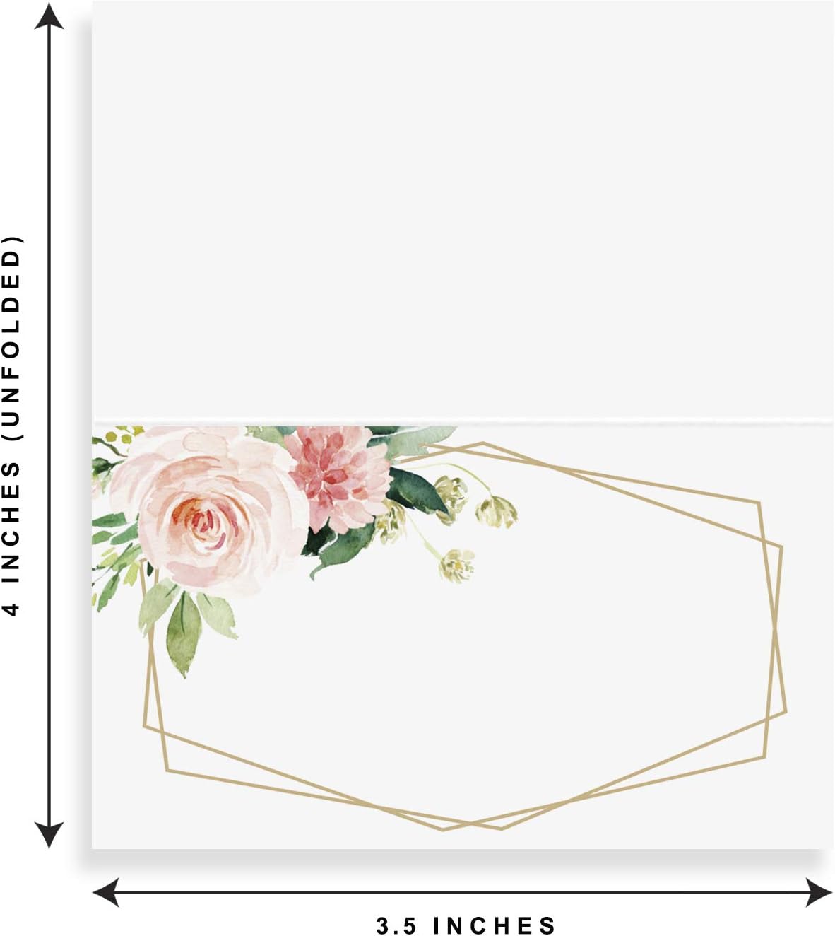 Bliss Collections Floral Place Cards 50 Pack 2 x 35 Inches