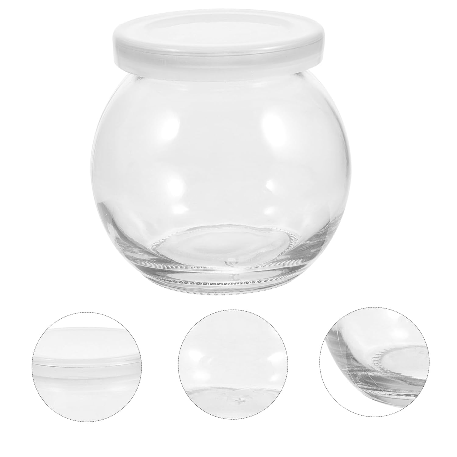 Mobestech Clear Glass Yogurt Bottles 2pcs Spherical Pudding Jars