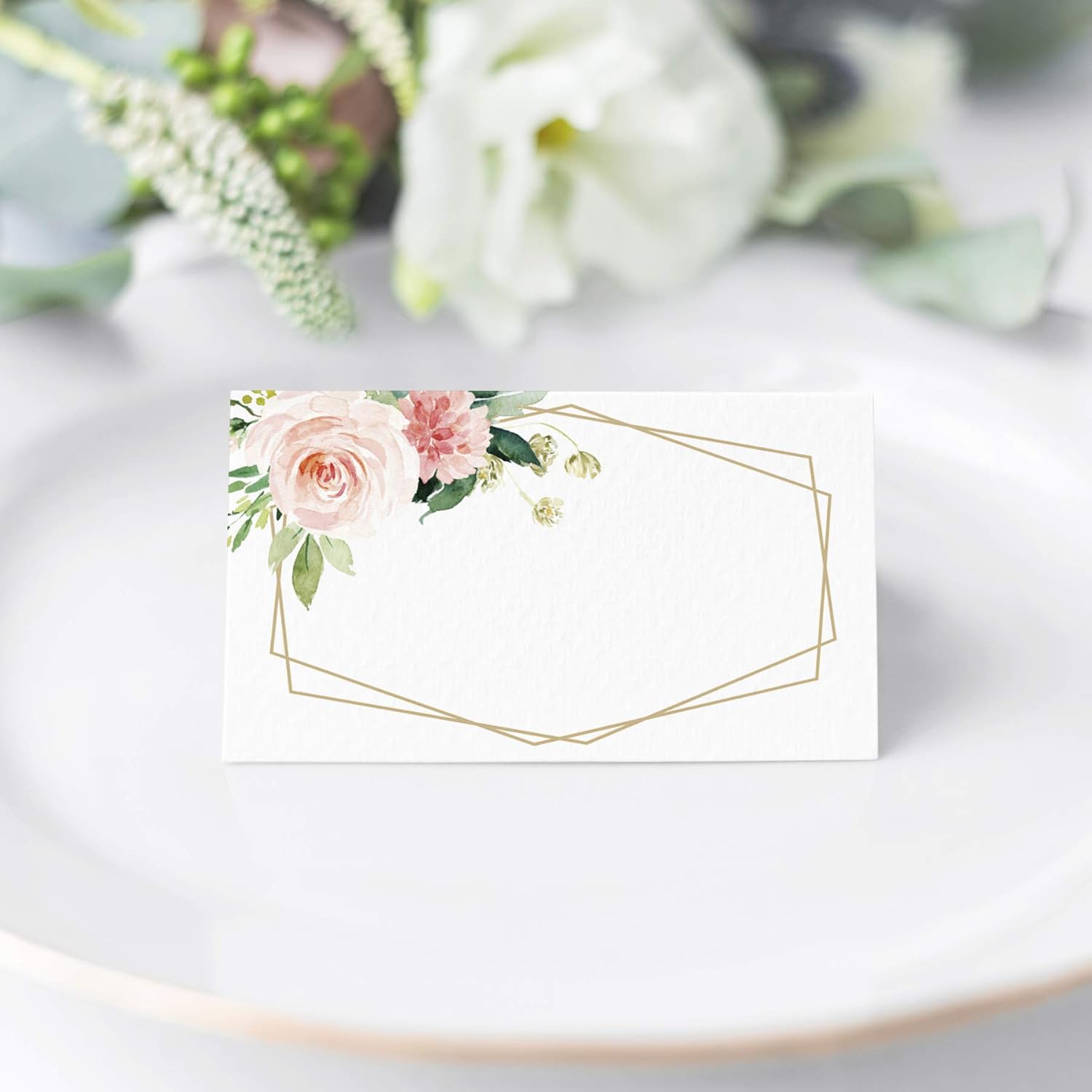 Bliss Collections Floral Place Cards 50 Pack 2 x 35 Inches