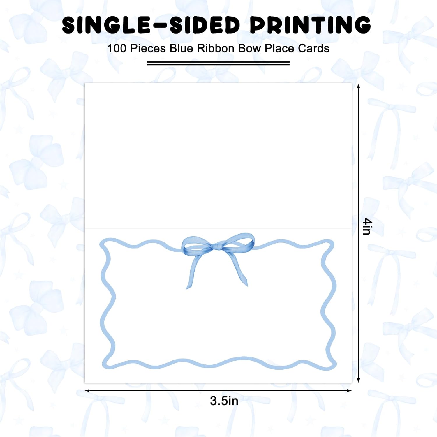 Whaline 100 Pcs Blue Bow Place Cards for Parties
