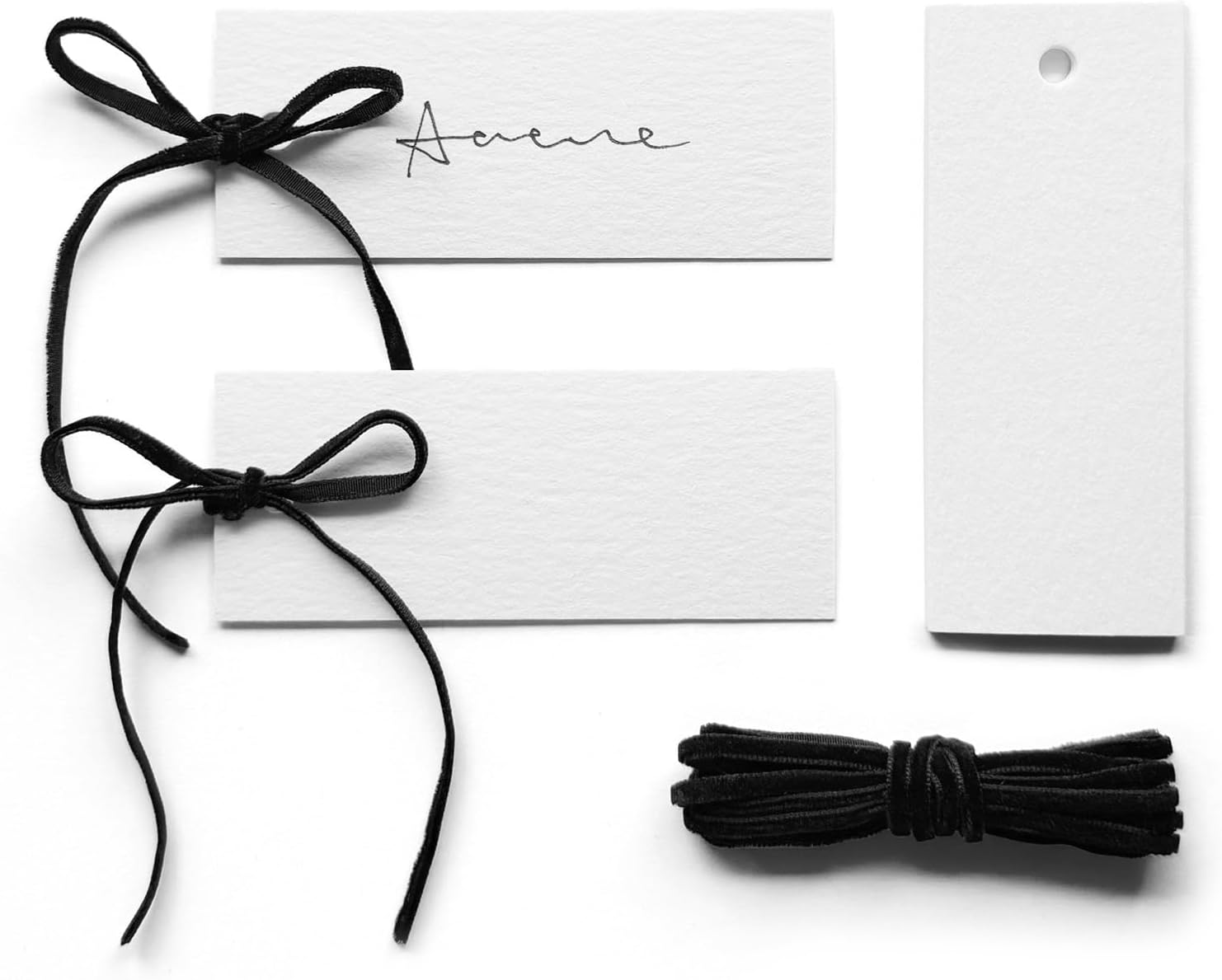 50 Pcs Place Cards with Velvet Ribbons for Wedding Events