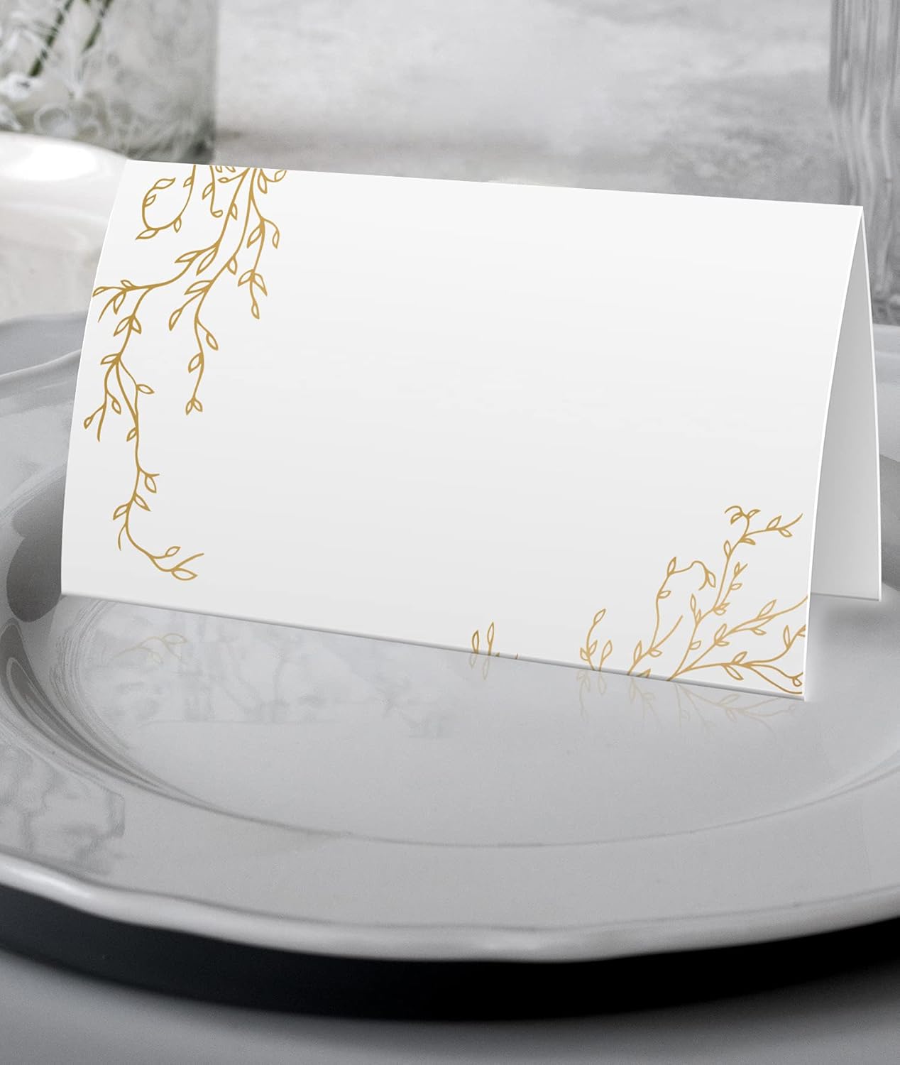 Golden Leaf Food Tent Labels 25 Pack Wedding Banquet Cards