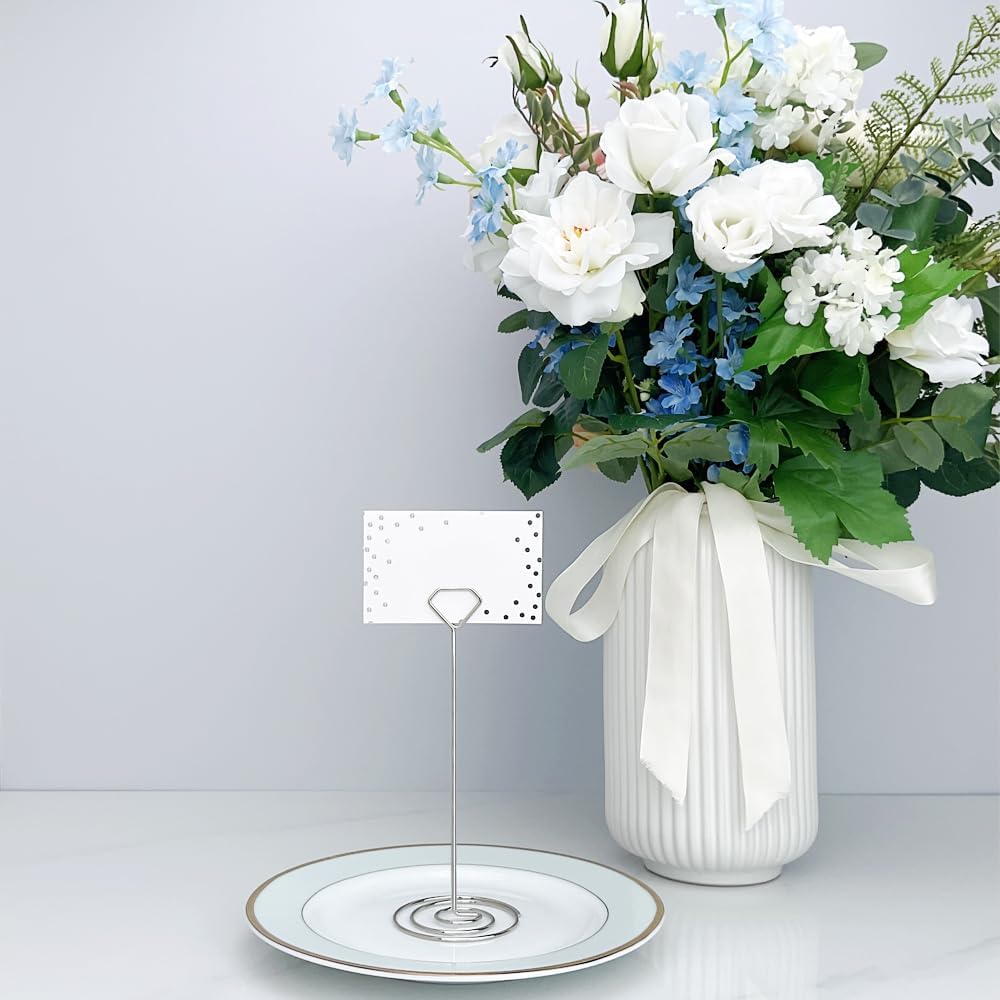 12Pcs Diamond Place Card Holder with Silver Dots
