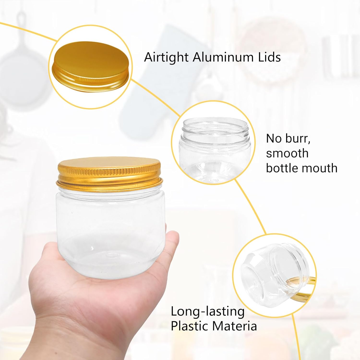 120 Pcs Clear Plastic Jars with Lids and Labels
