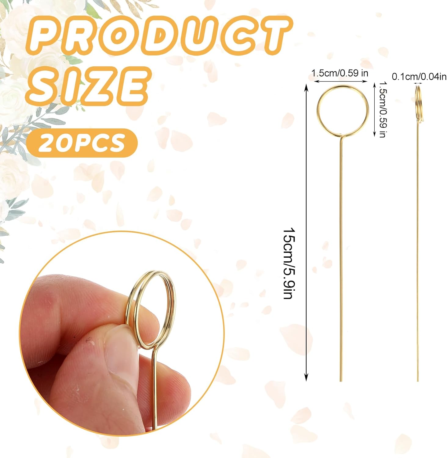 20Pcs Gold Round Place Card Holder for Wedding Parties
