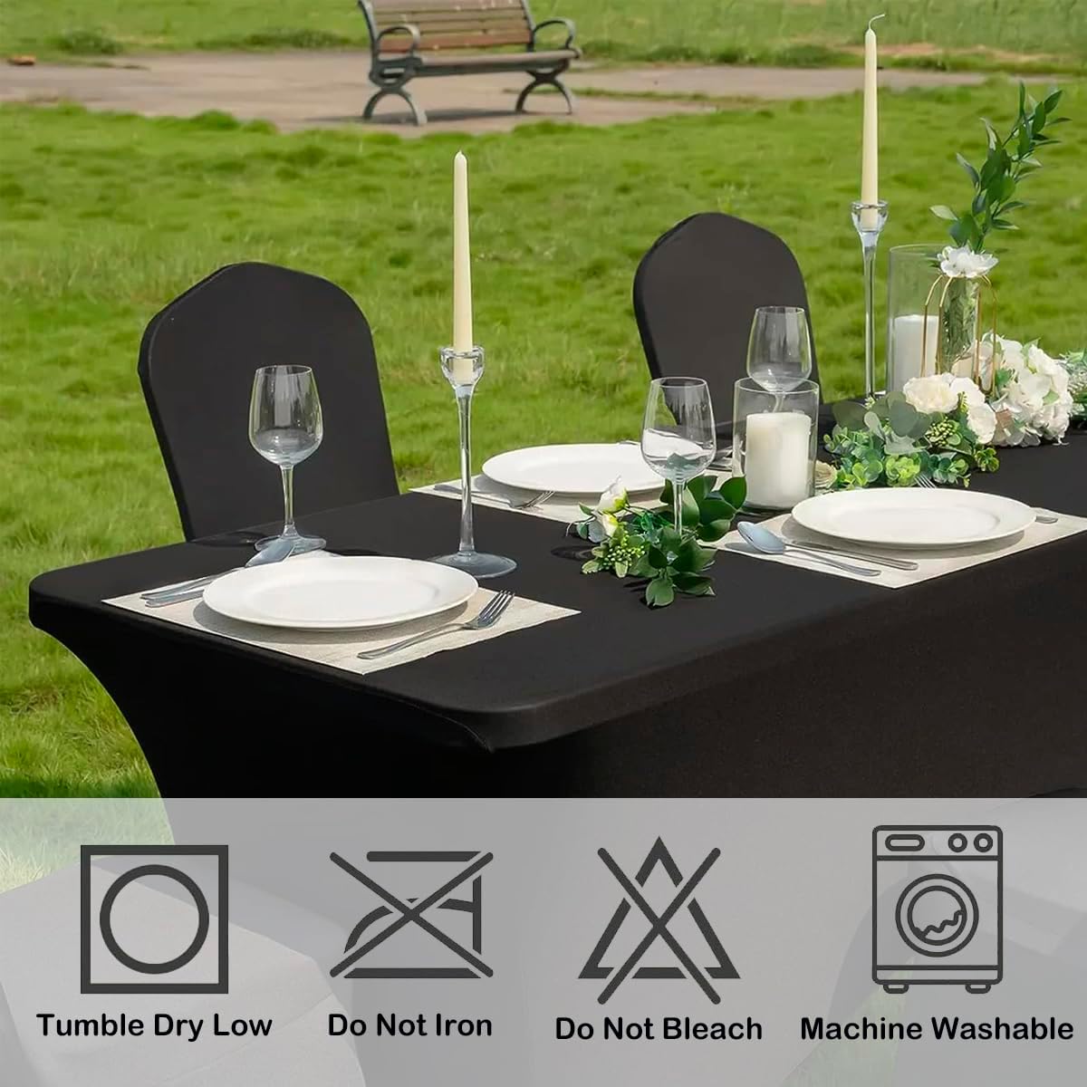 Craft And Party 2 Pack 6ft Black Spandex Tablecloths