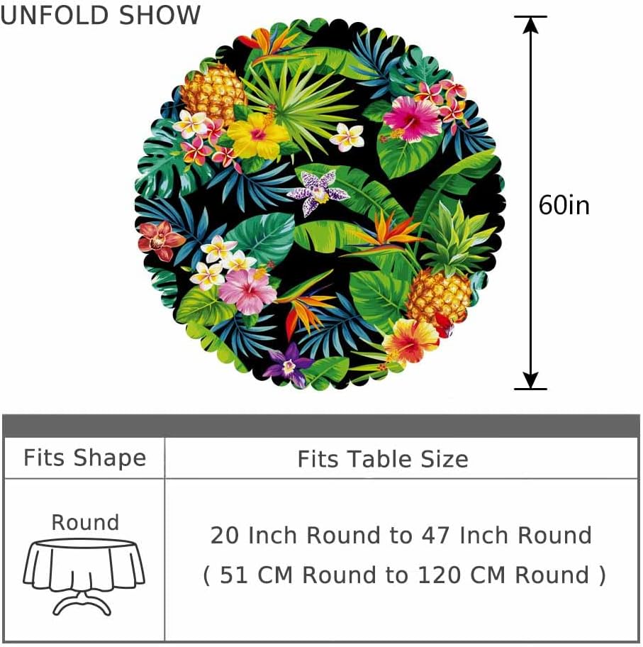 AOYEGO 60 Inch Round Tablecloth Tropical Design