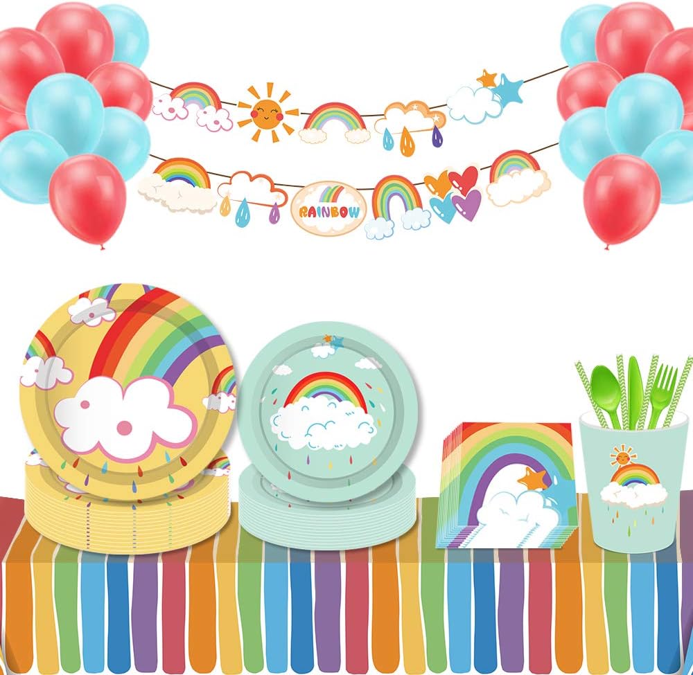 2 PCS Rainbow Disposable Tablecloths for Parties