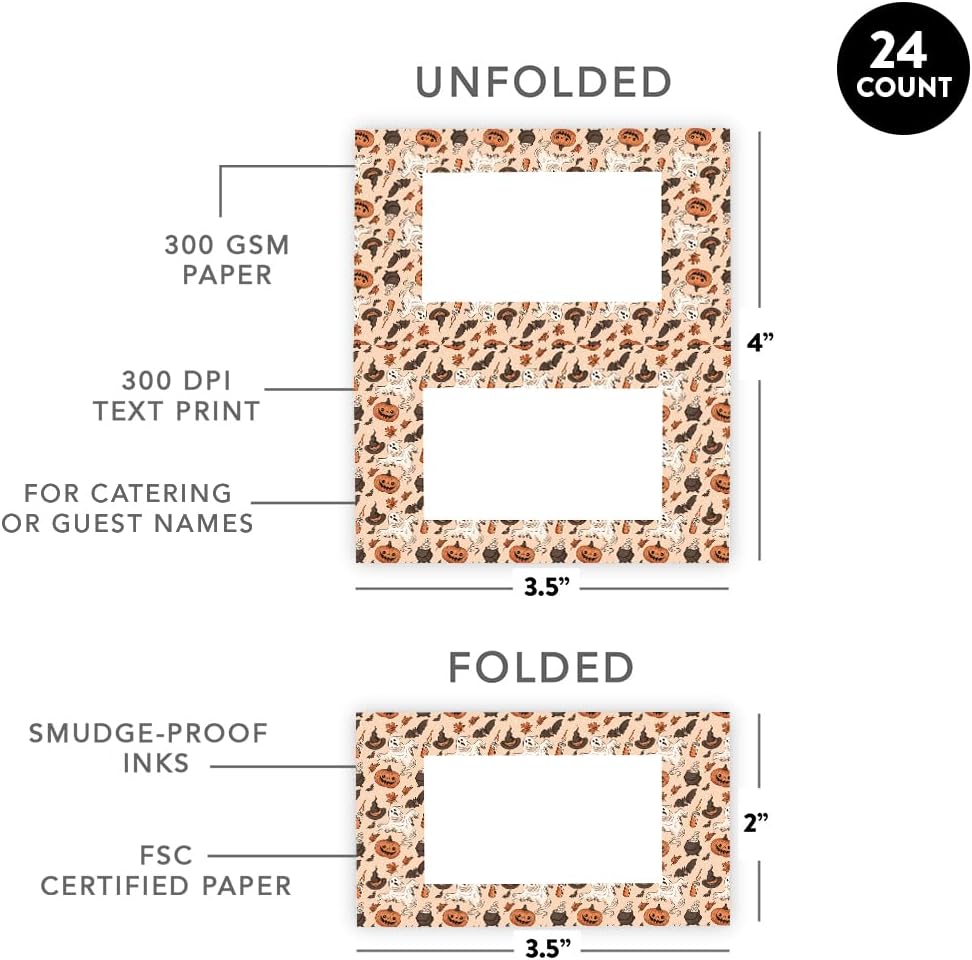 Andaz Press Halloween Place Cards 24 Pack 2x35 1