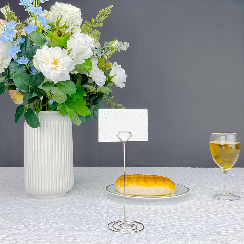 12Pcs Diamond Place Card Holder with Silver Dots