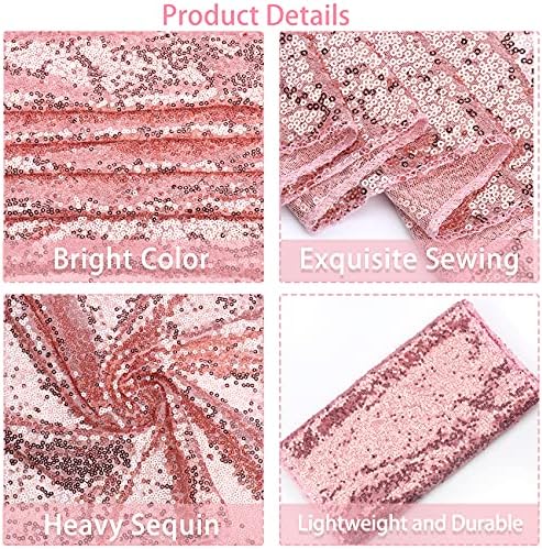 12 Pack Rose Gold Sequin Table Runner 12x108 Inch