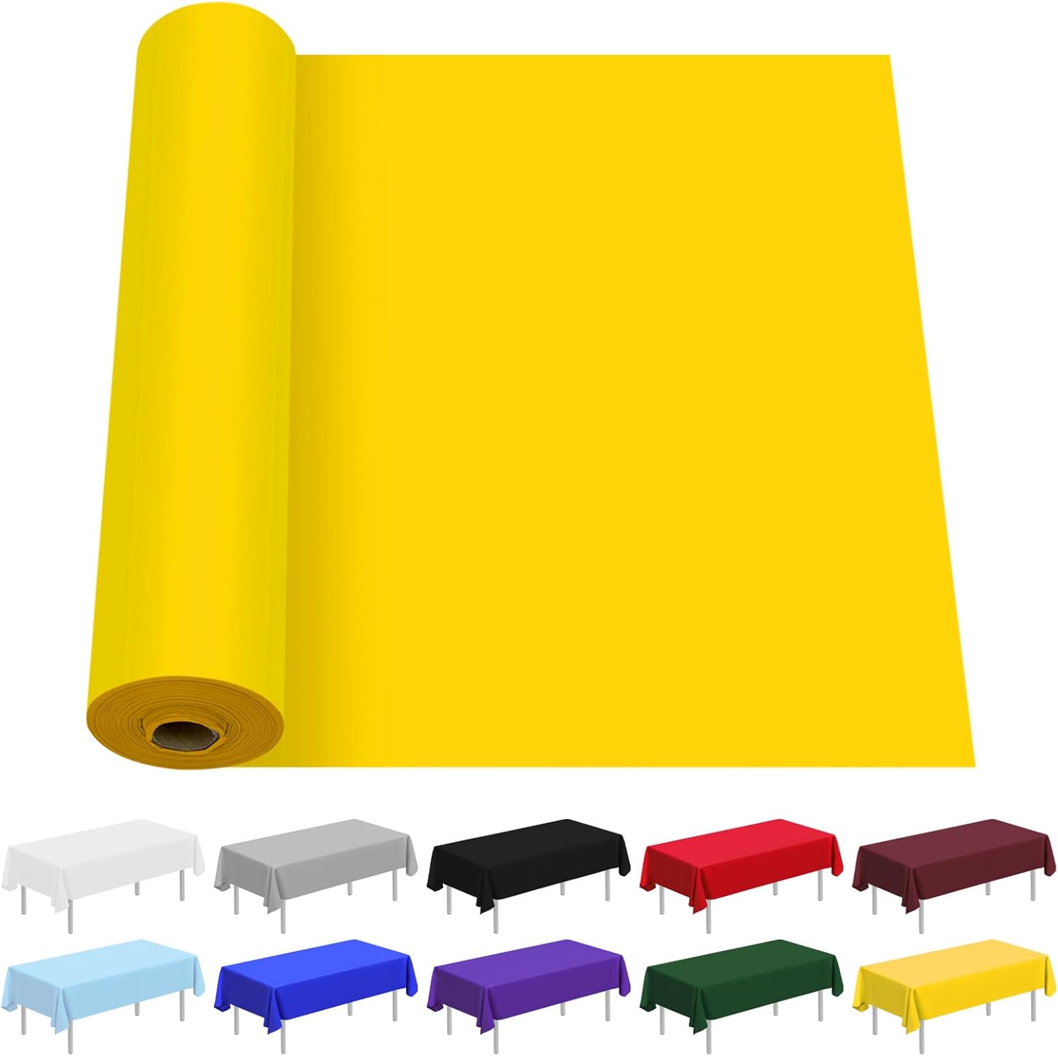 100 Ft X 54 Inch Plastic Table Cloth Roll Yellow