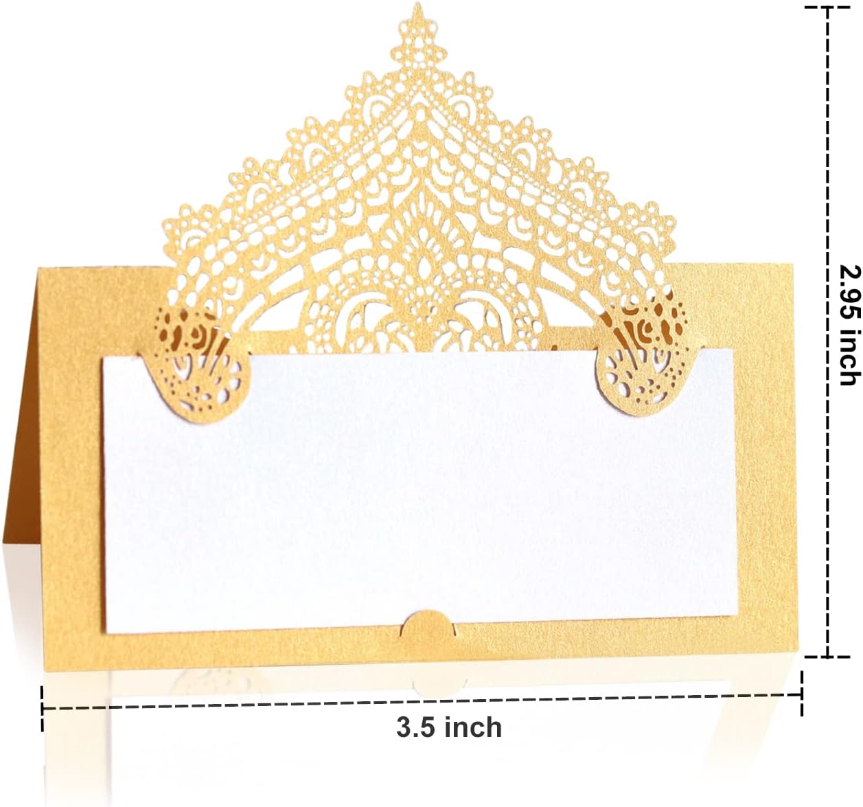 50 PCS Gold Tented Wedding Place Cards Blank Cardstock for Parties
