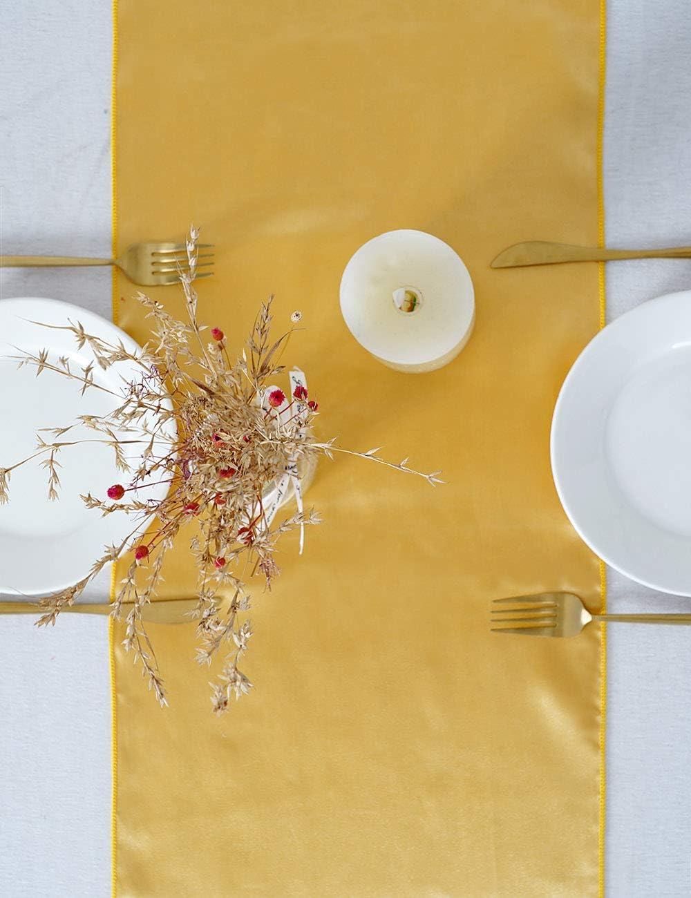 B-COOL Gold Satin Table Runners 10 Pack 12x108 Inch
