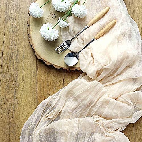 BalsaCircle 10 Foot Cream Cotton Cheesecloth Table Runner