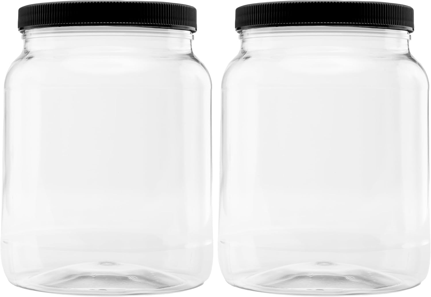 Plastic Storage Jars with Leak Proof Lids BPA Free 64oz 2PK Black
