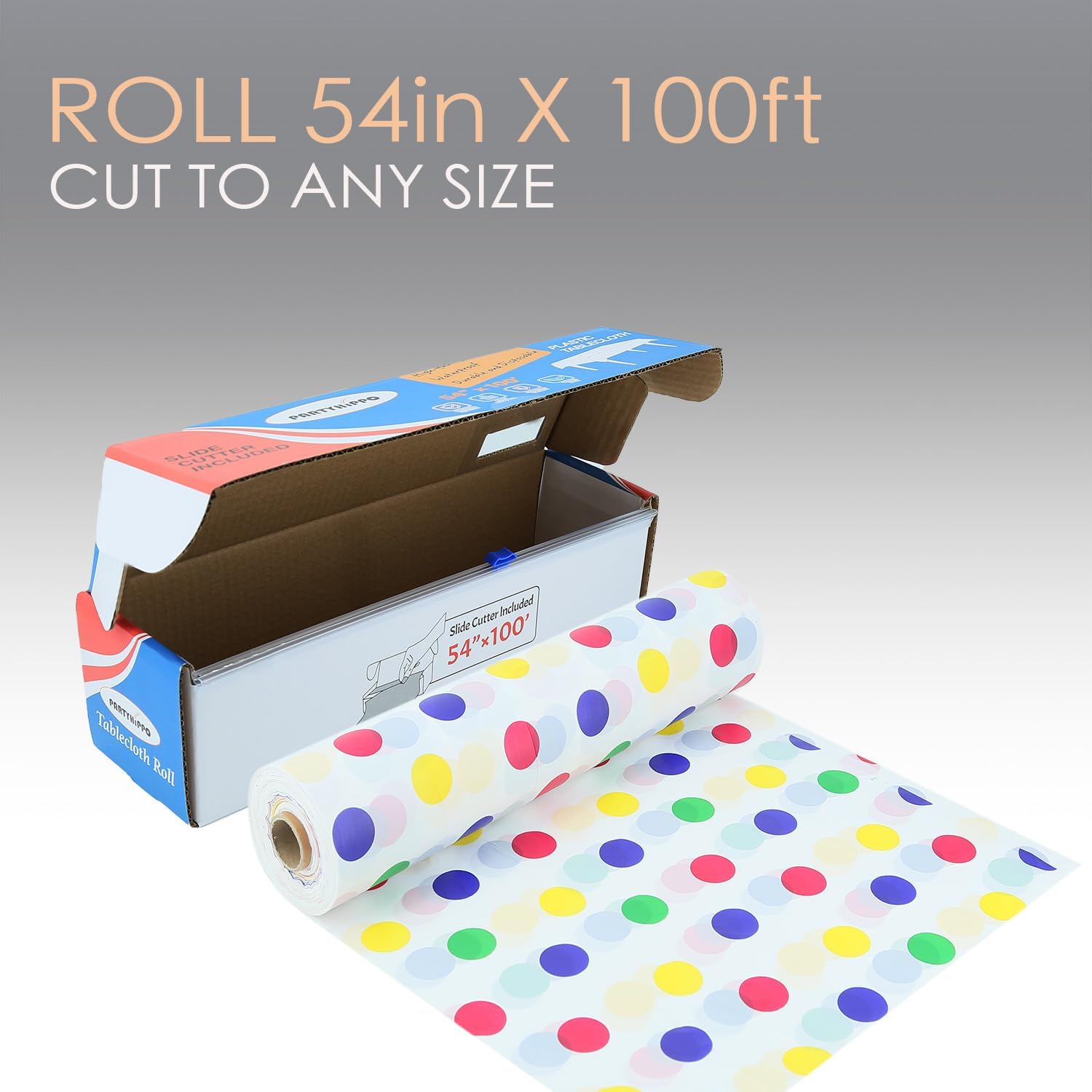 PartyHippo Plastic Tablecloth Roll 54 x 100 with Cutter Box 1