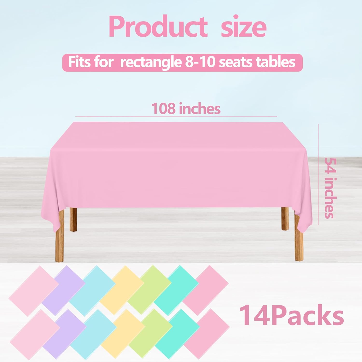 14 Pack Pastel Plastic Tablecloths for Summer Events