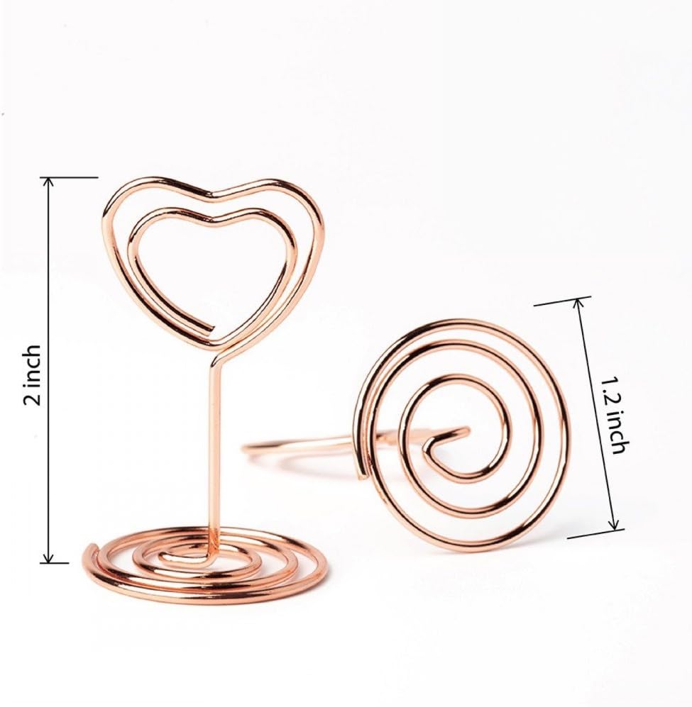 20pcs Rose Gold Heart Shape Place Card Holders