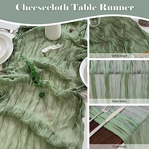 2 Pack 10 Ft Sage Green Cheesecloth Table Runners