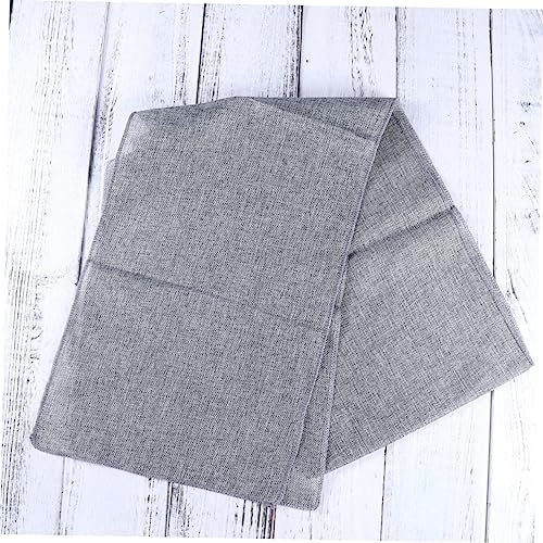 KICHOUSE Gray Burlap Table Runner Elegant Imitated Linen Decor