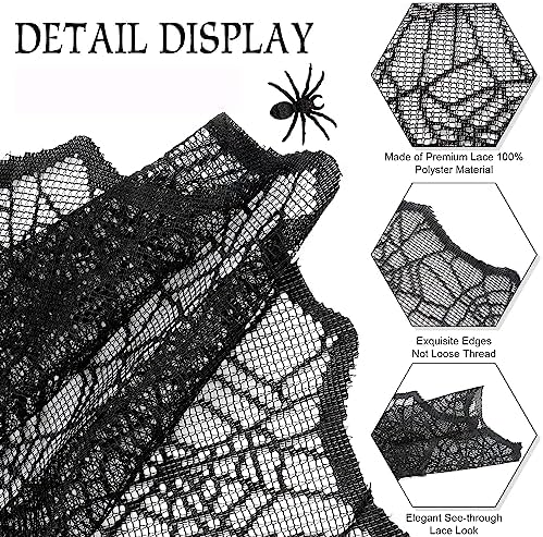 Halloween Decor Table Runner - Black Spider Web Design 18x72 Inch