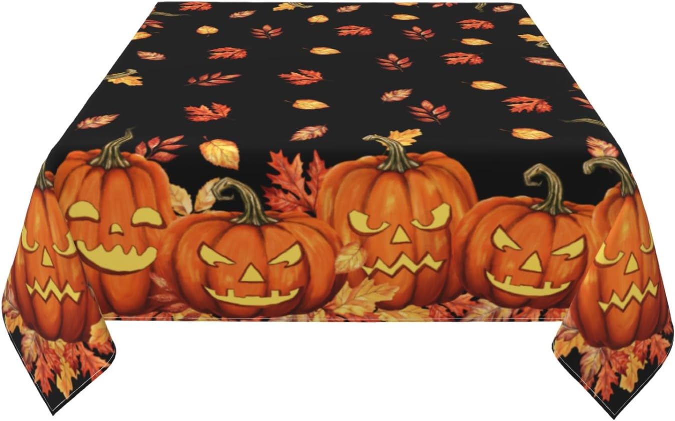Halloween Tablecloth 54x54 Inch Square Spooky Pumpkin Decor