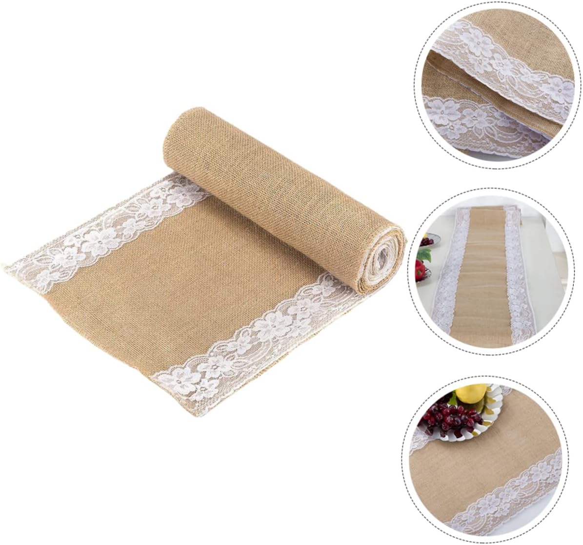 Luxshiny Rustic Linen Lace Table Runner for Wedding Reception