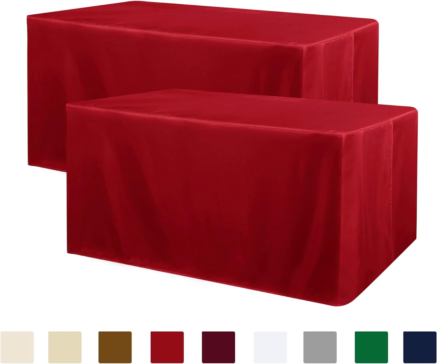 Obstal 2 Pack 6FT Red Tablecloths for Folding Tables