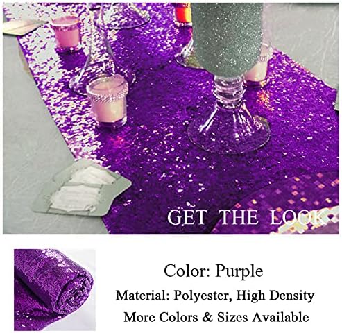 ShinyBeauty Purple Sequin Table Runner 12x72-Inch