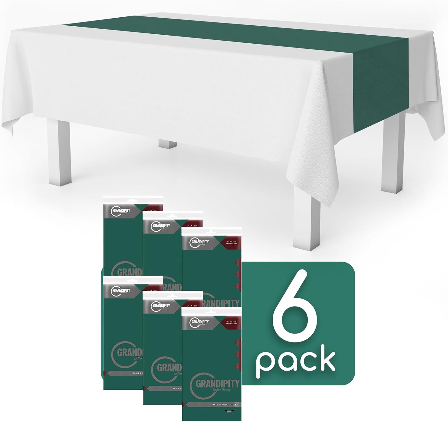 Dark Green 6 Pack Premium Disposable Table Runner 14 x 108 Inch