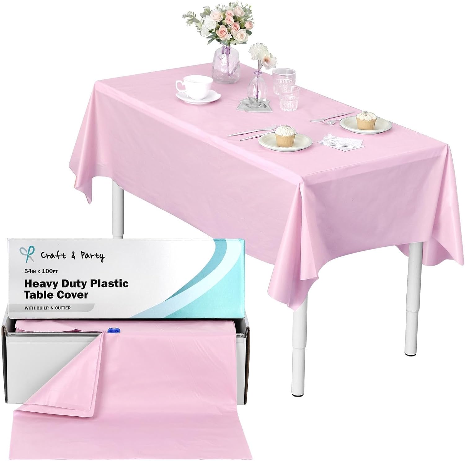 Craft And Party 54 in x 100 ft Table Cover Roll Light Pink