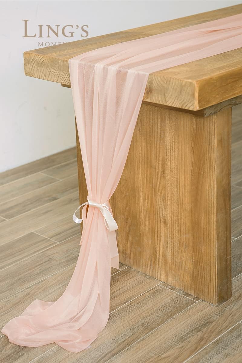 Lings Moment 6-Pack Blush Pink Table Runners with Silver Sparkle