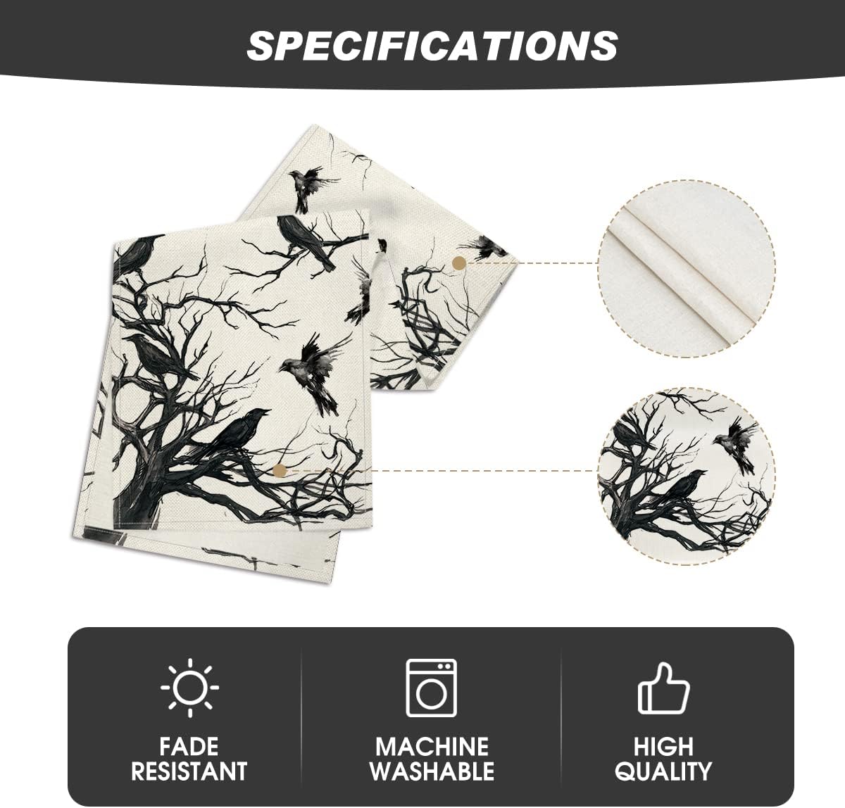 Artoid Mode Silhouette Tree Crows Halloween Table Runner