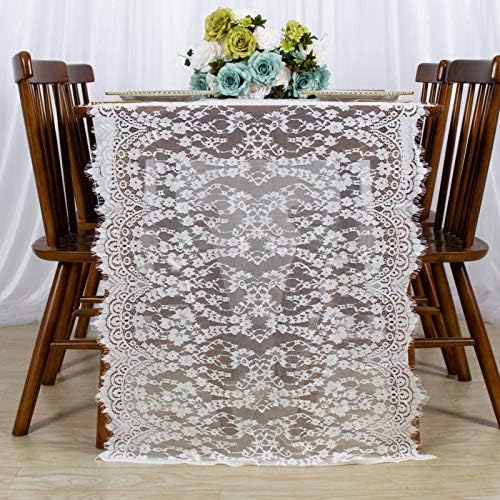 ShinyBeauty White Lace Table Runner 30x120 Inch