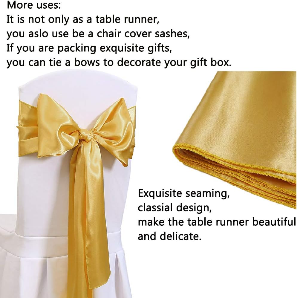 Set of 5 Gold Satin Table Runners 12x108 Inch