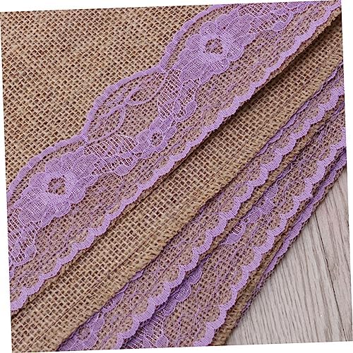 Unomor 275x30cm Burlap Table Runner with Lace Edging