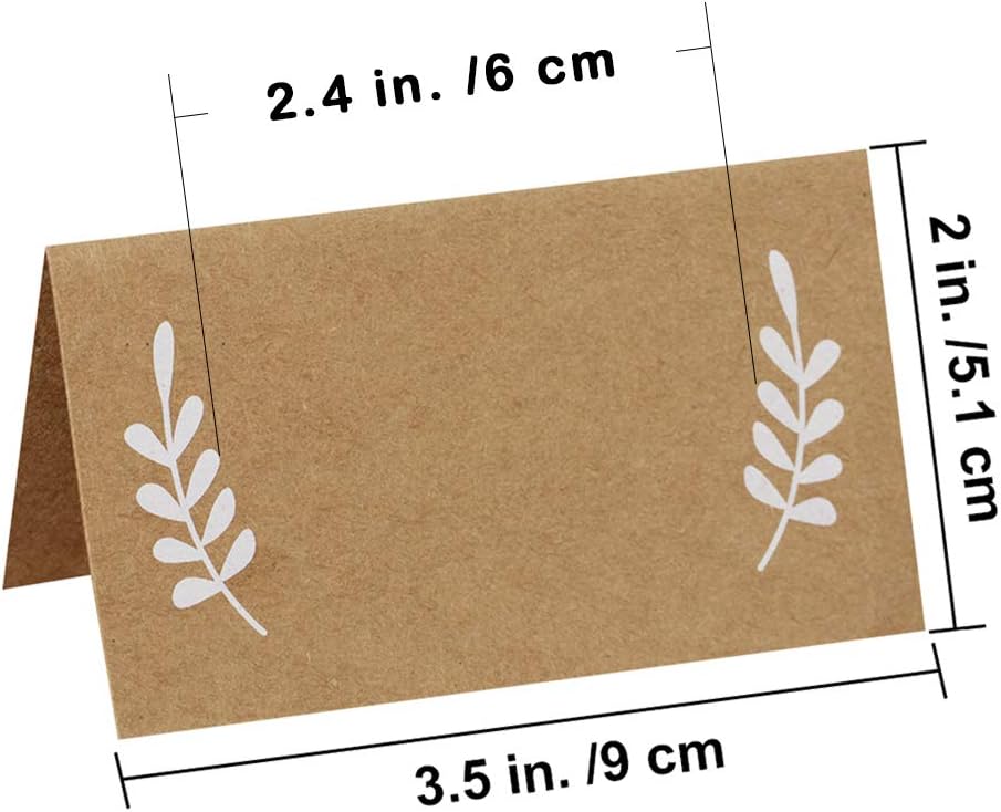 Supla 100 Pcs Blank Place Cards with White Laurel Leaves