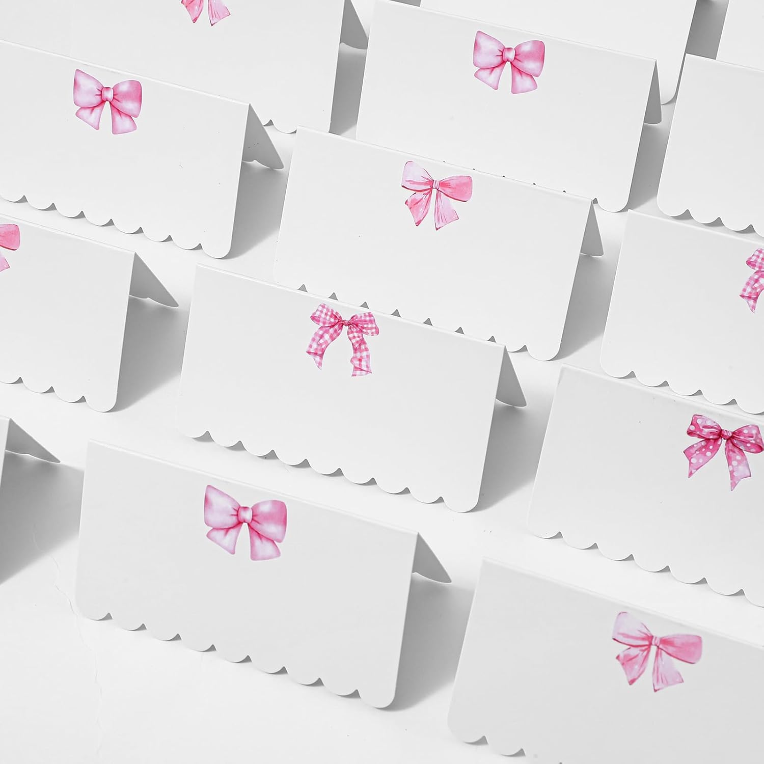 80Pcs Pink Bow Place Cards for Wedding and Party Use