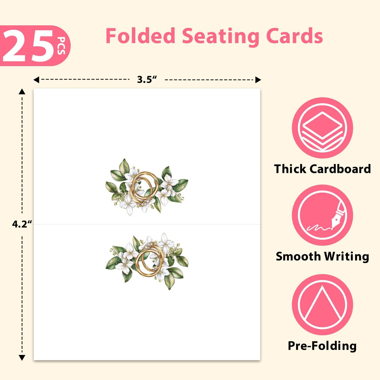 Floral Wedding Place Cards 25 Pack